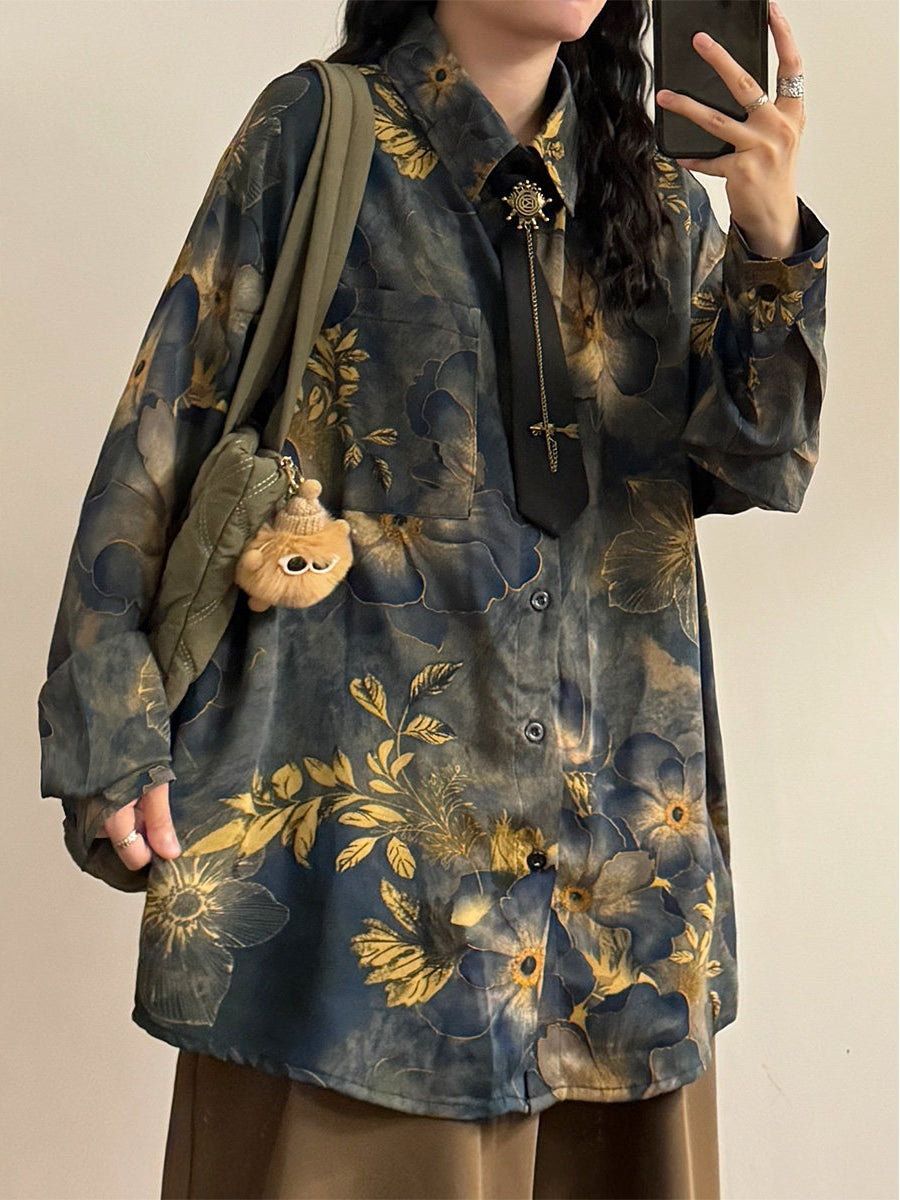 Midnight Ink Bloom Floral Tie Shirts-Tops-ntbhshop