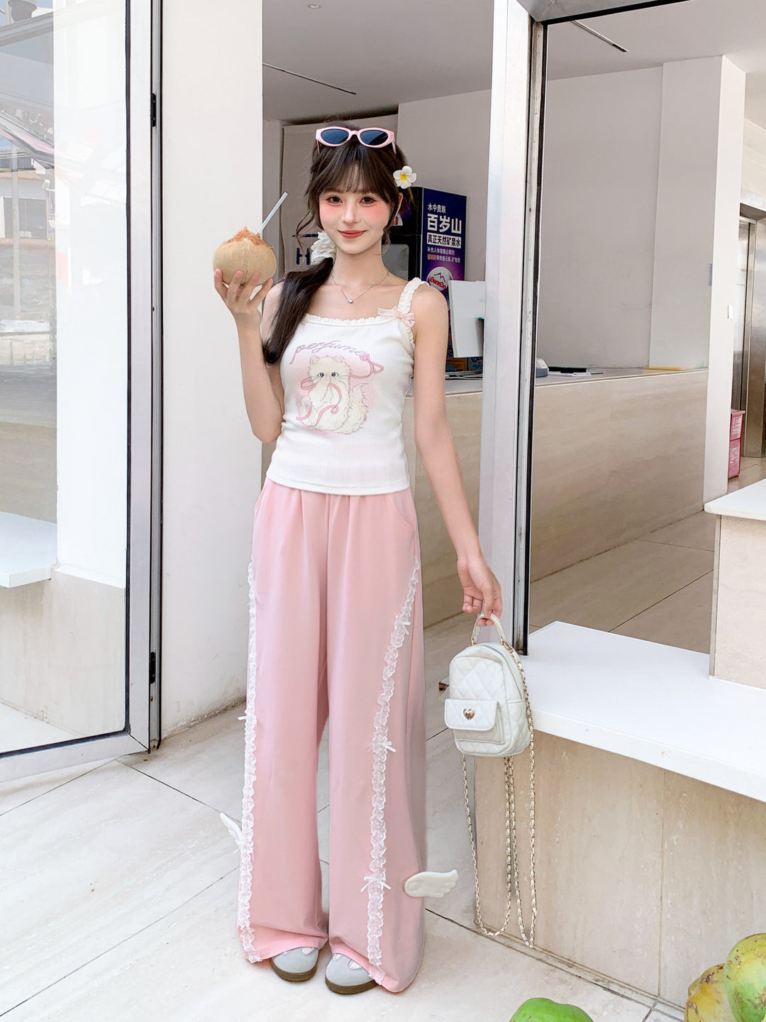 Lady Kitty Ribbon Camisole-Tops-ntbhshop