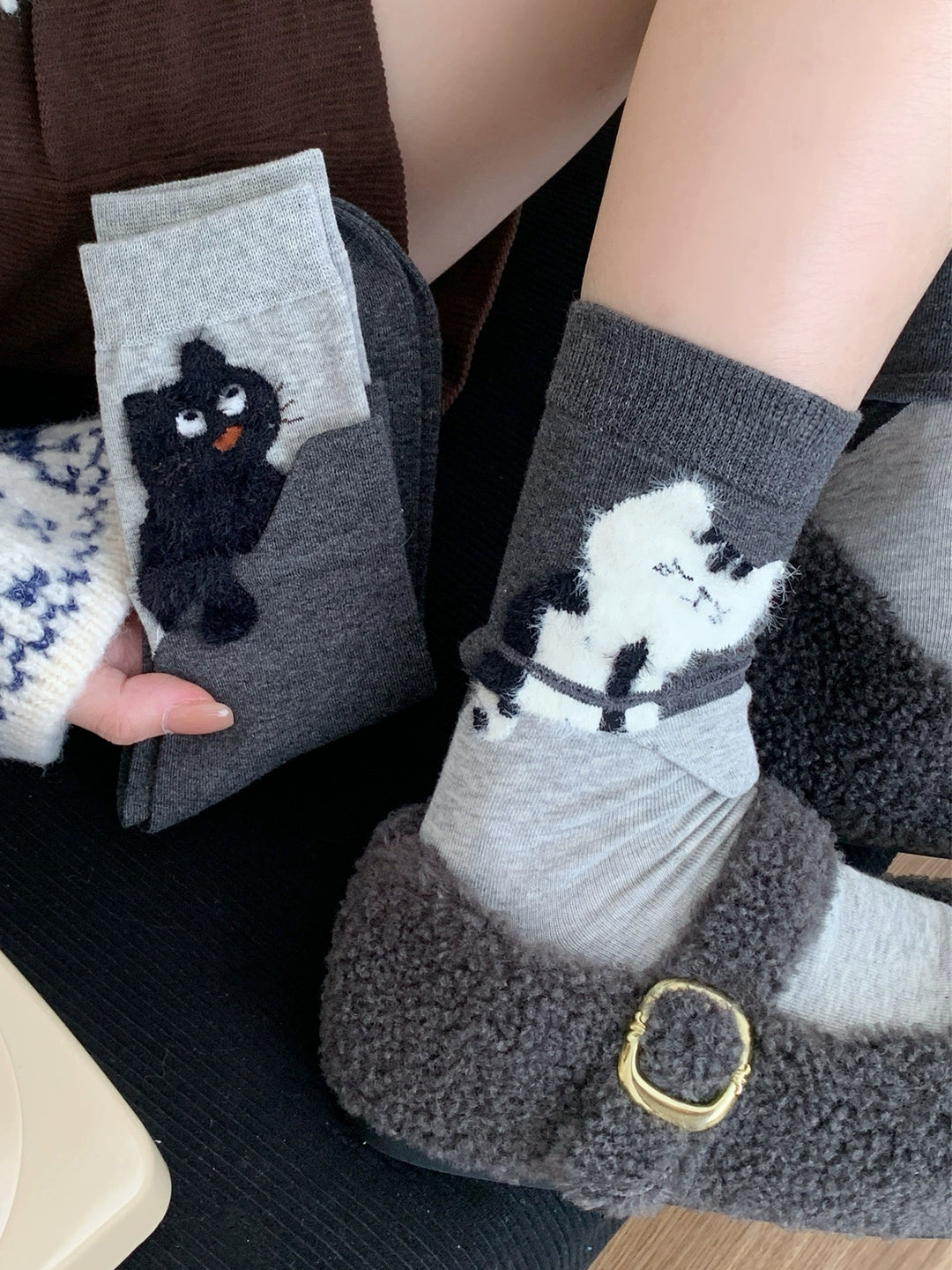 Fluffy Cat Mood Tube Socks-ntbhshop