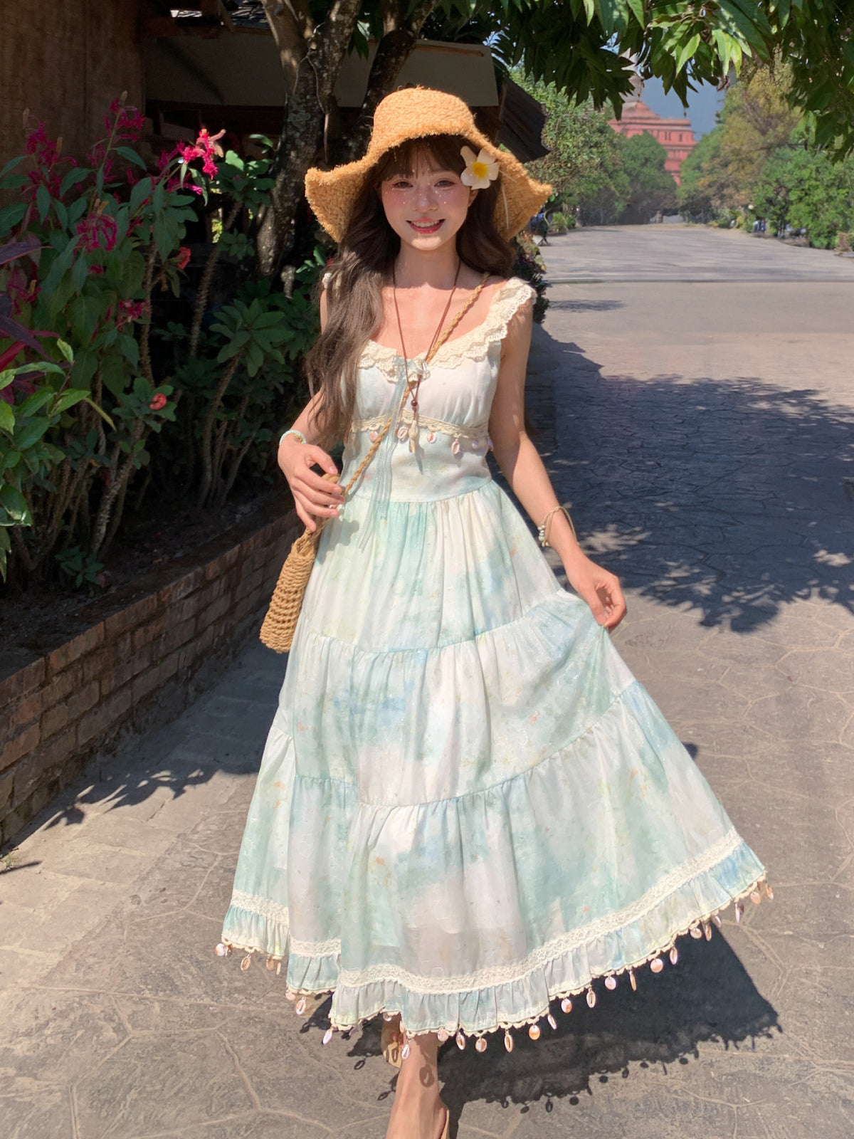 Seafoam Gauze Tassel Dress-Dresses-ntbhshop