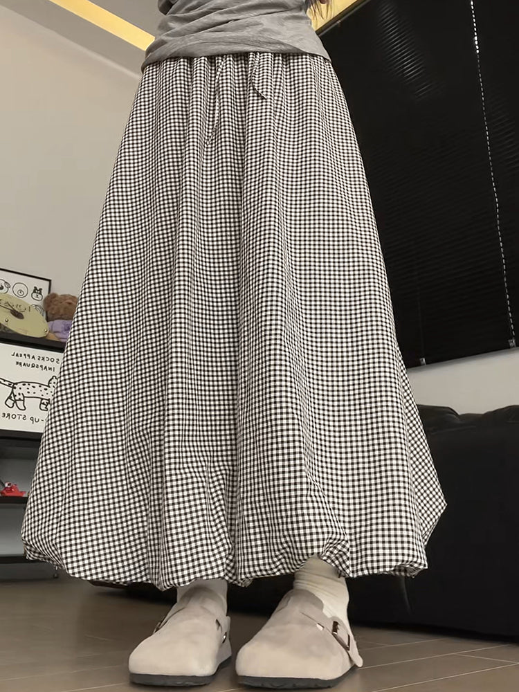 Ivy Bloom Plaid Bubble Maxi Skirt-ntbhshop