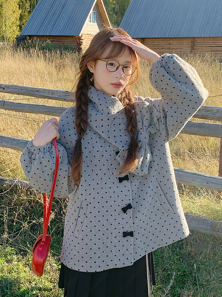 Gray Dots Cottage Scarf Jacket-Outerwear-ntbhshop