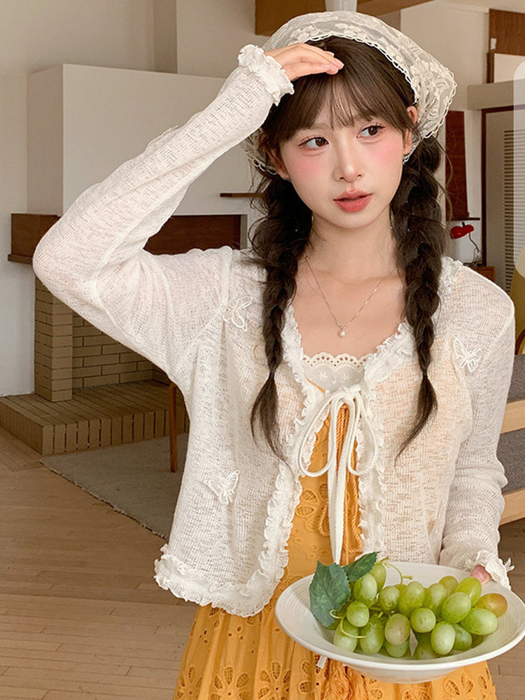 Butterfly Frill Tie Cardigans-Outerwear-ntbhshop