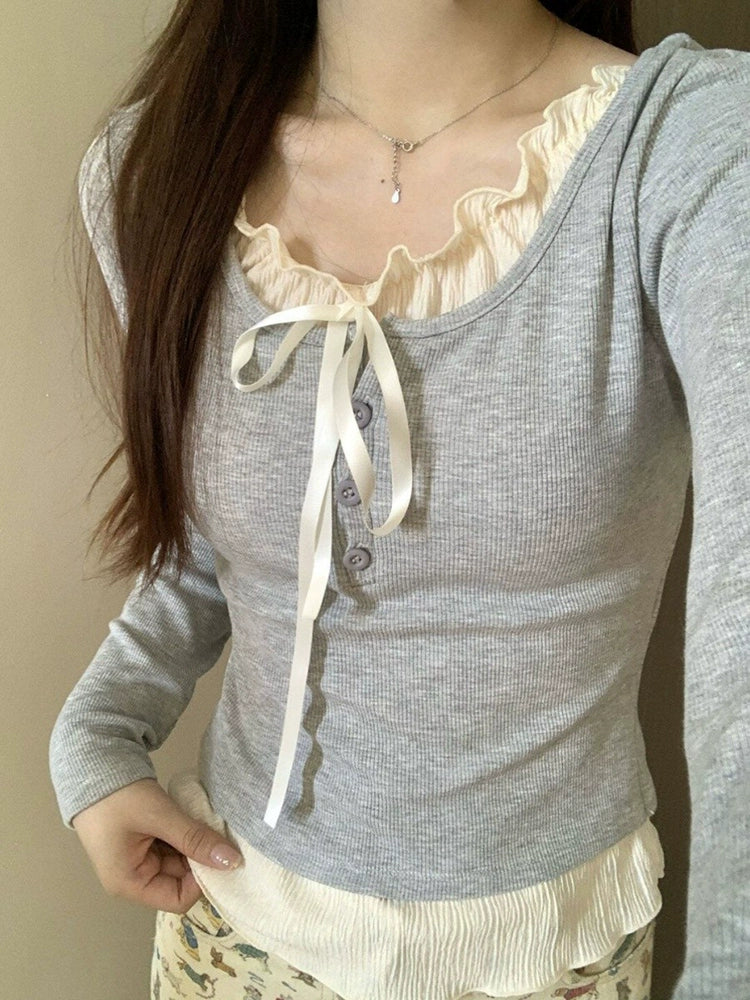 Soft Girl Frill Long Sleeve Tops-ntbhshop