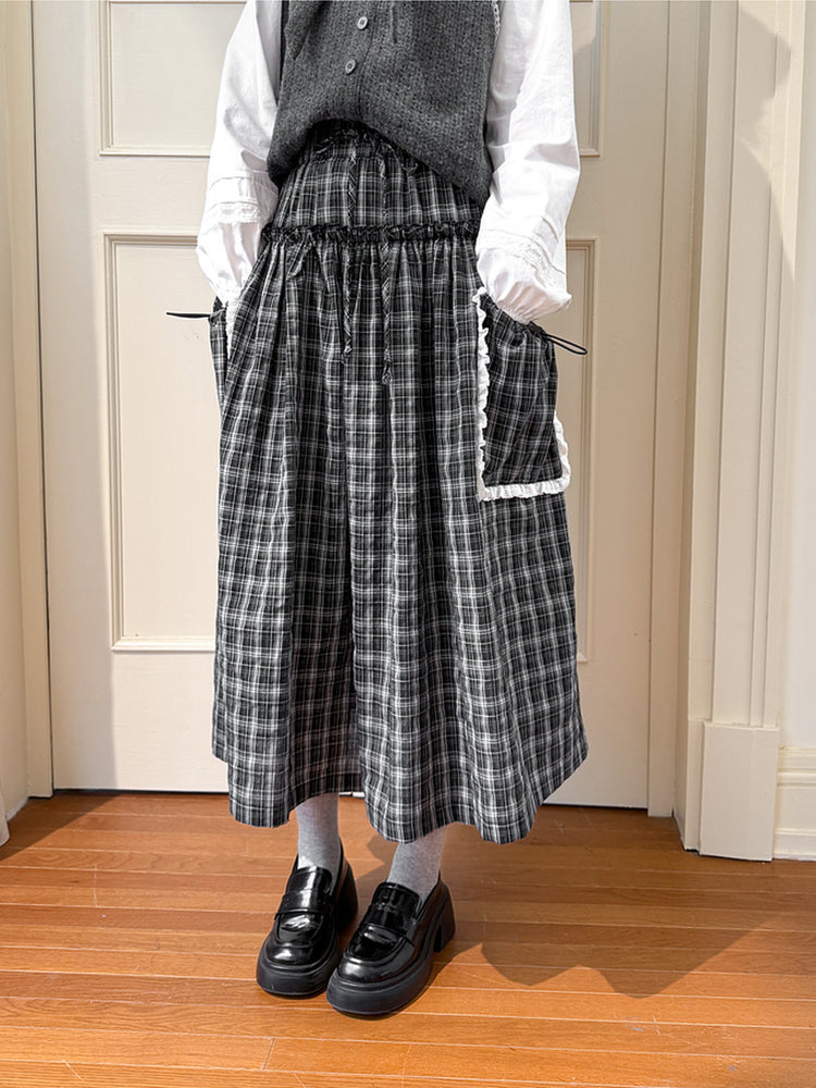 Grey Manor Lace Diary Plaid Skirt-ntbhshop