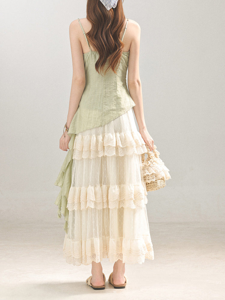 Honeydew Ruffle Top & Maxi Skirt-Sets-ntbhshop