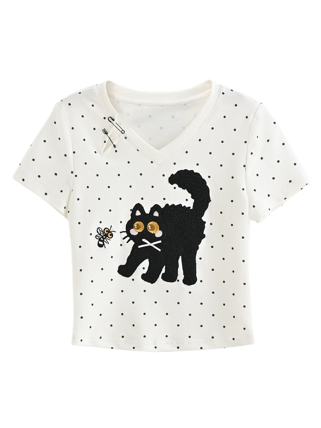 Angry Cat Polka Tee-Tops-ntbhshop