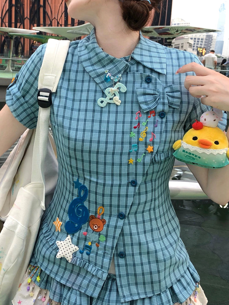 Bear Beat Plaid Shirts-Tops-ntbhshop