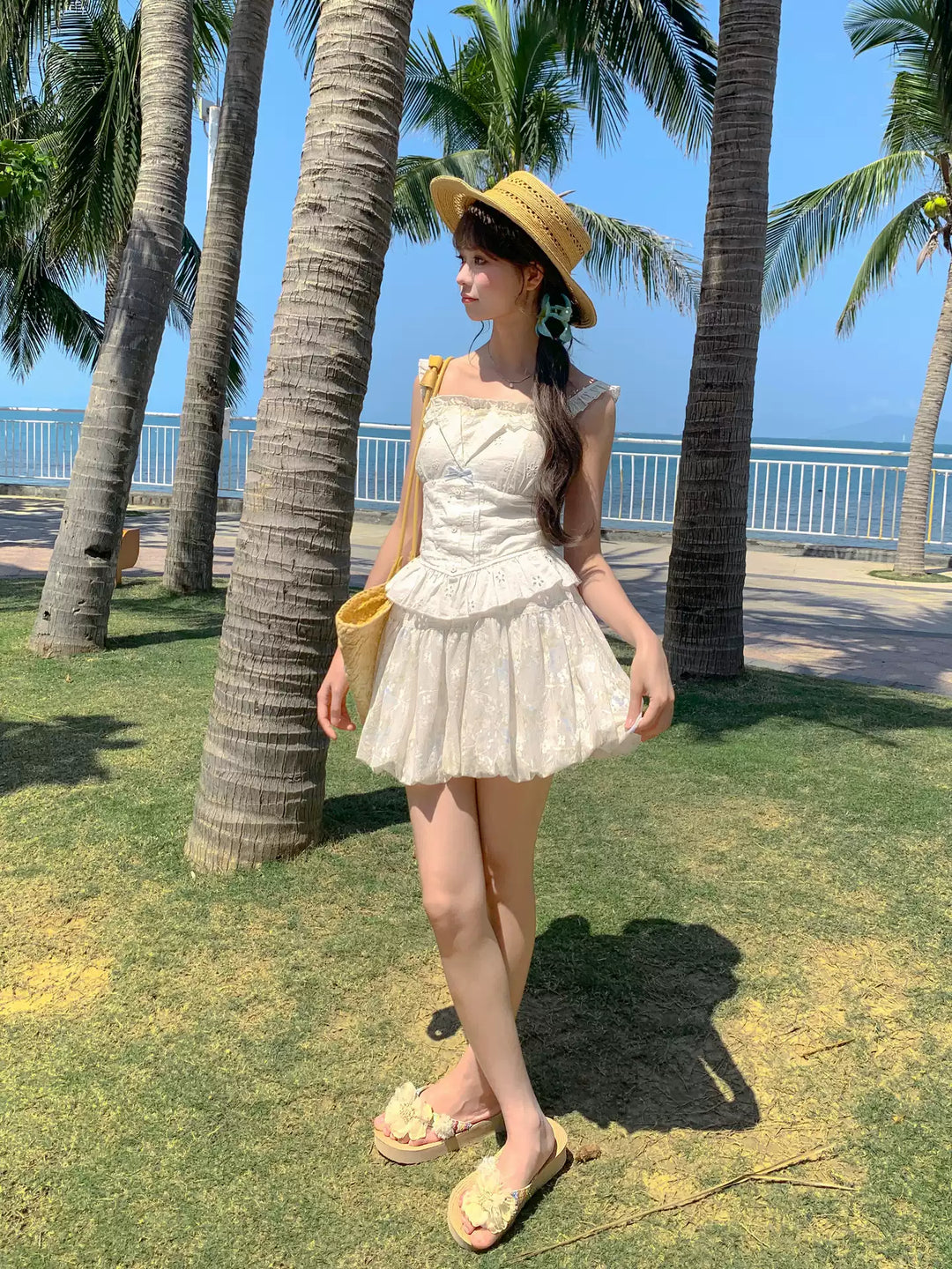 Sweetheart Eyelet Peplum Cami-Tops-ntbhshop