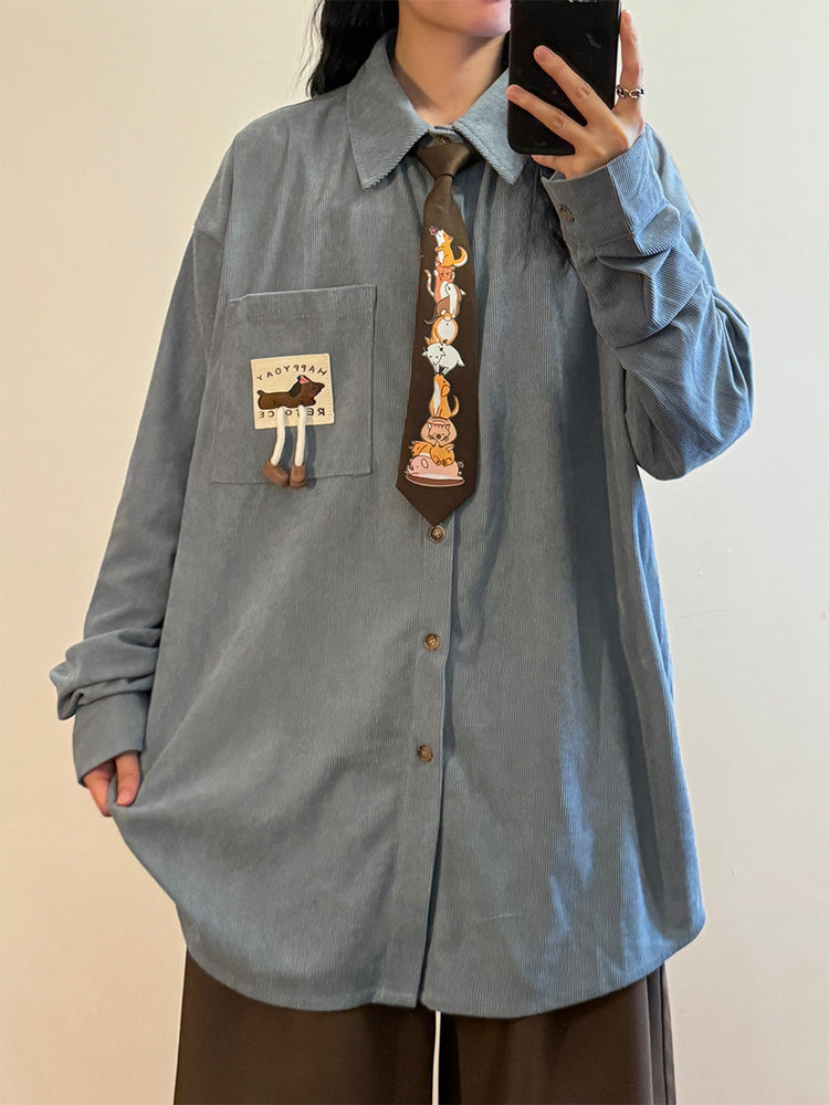 Chestnut Corduroy Tie Shirts-Tops-ntbhshop