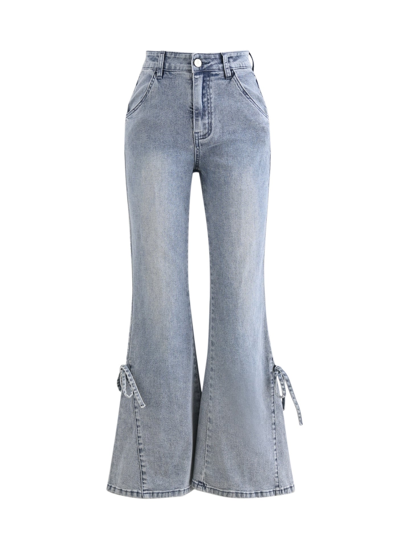 Bow Pocket Flare Jeans-Bottoms-ntbhshop
