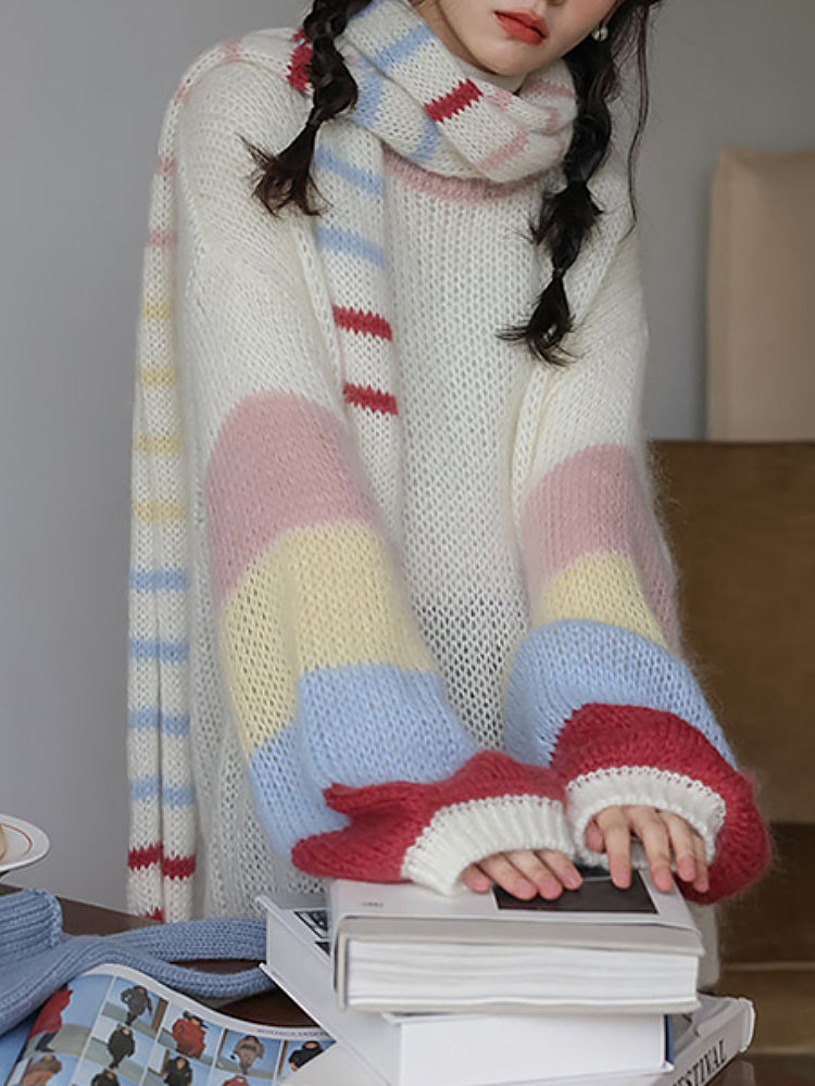 Sunday Sketchbook Colorblock Knit Sweater-ntbhshop