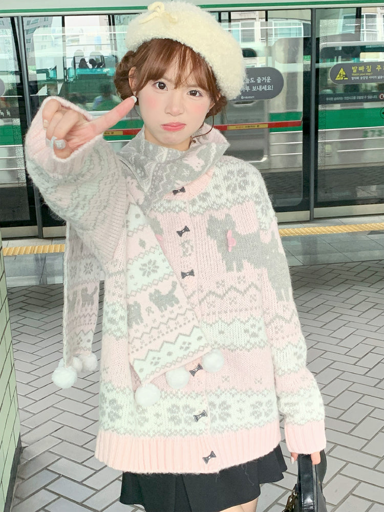 Blush Meow Cardigan, Scarf & Skirt-Outerwear-ntbhshop