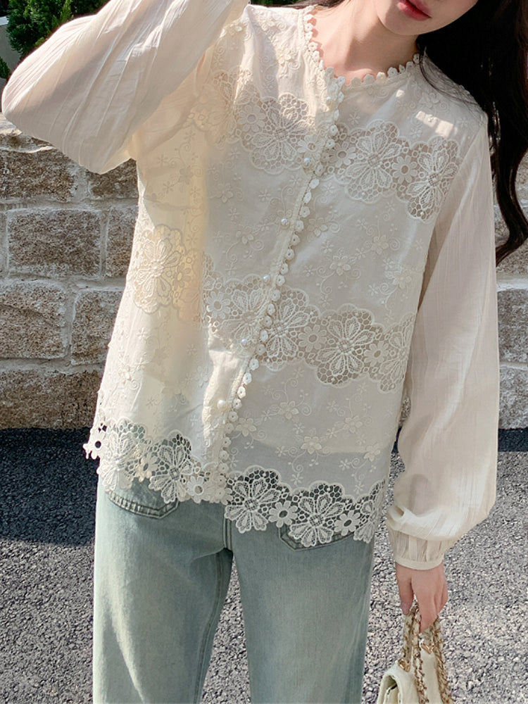 Pearl Garden Lace Blouse-ntbhshop