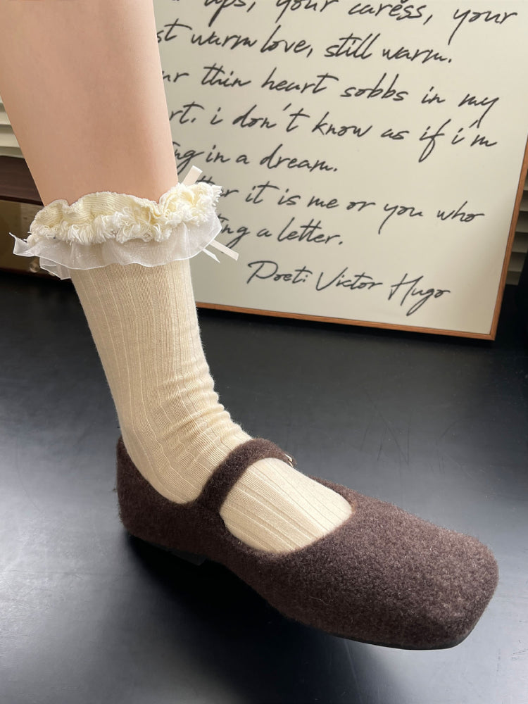 Denim Ruffle Crew Socks-ntbhshop