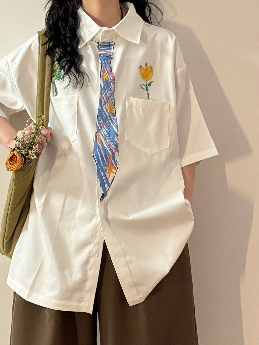 Midday Sketch Tie Shirts-Tops-ntbhshop