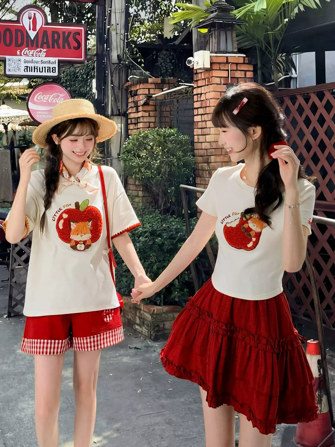 Apple Fox Crop Top & Tee-Sets-ntbhshop