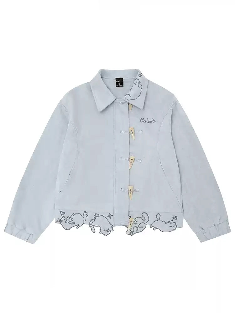 Scribble Cat Suede Jackets-Outerwear-ntbhshop