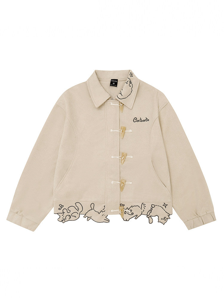 Scribble Cat Suede Jackets-Outerwear-ntbhshop