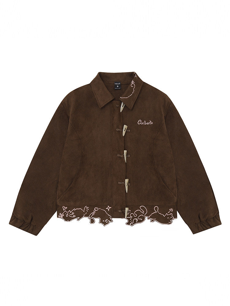 Scribble Cat Suede Jackets-Outerwear-ntbhshop
