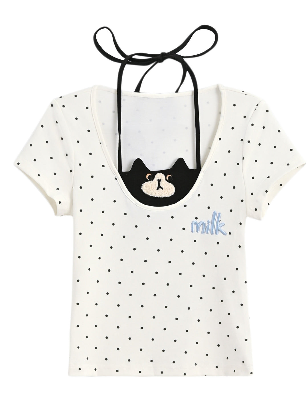 Milk Cat Halter Tee-Tops-ntbhshop