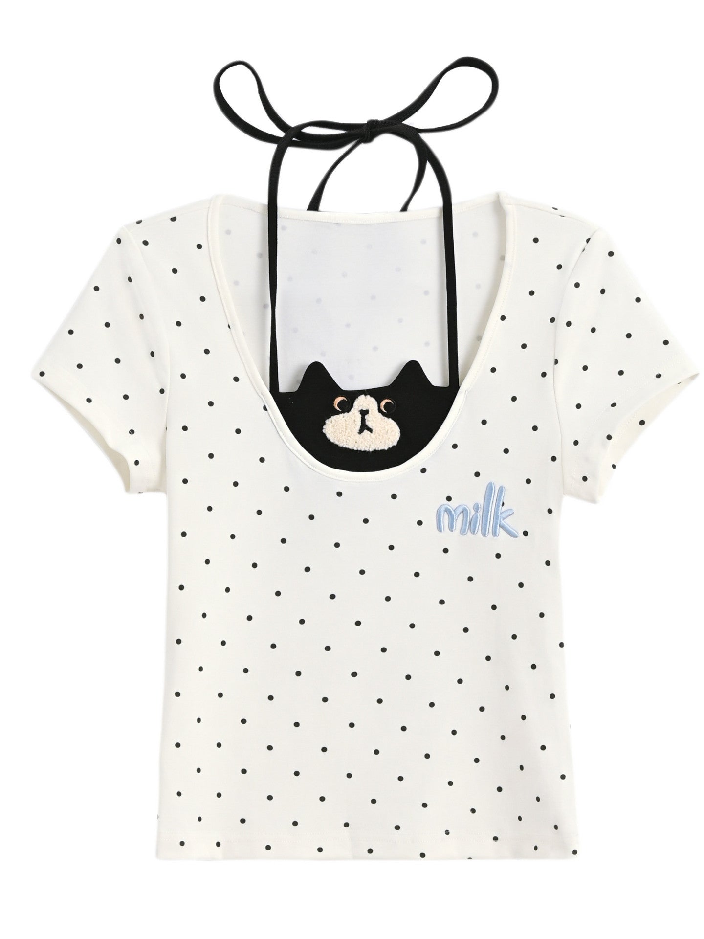 Milk Cat Halter Tee-Tops-ntbhshop