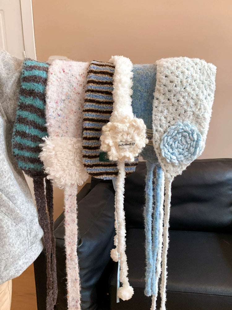 Snow Bloom Lace Knit Earmuffs-ntbhshop