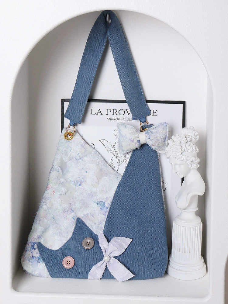 Cloudpuff Denim Kitty Hobo Bag-ntbhshop