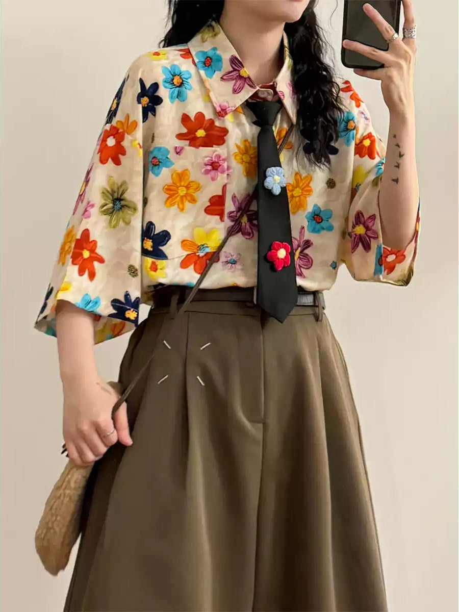 Paintbox Flowers Tie Shirts