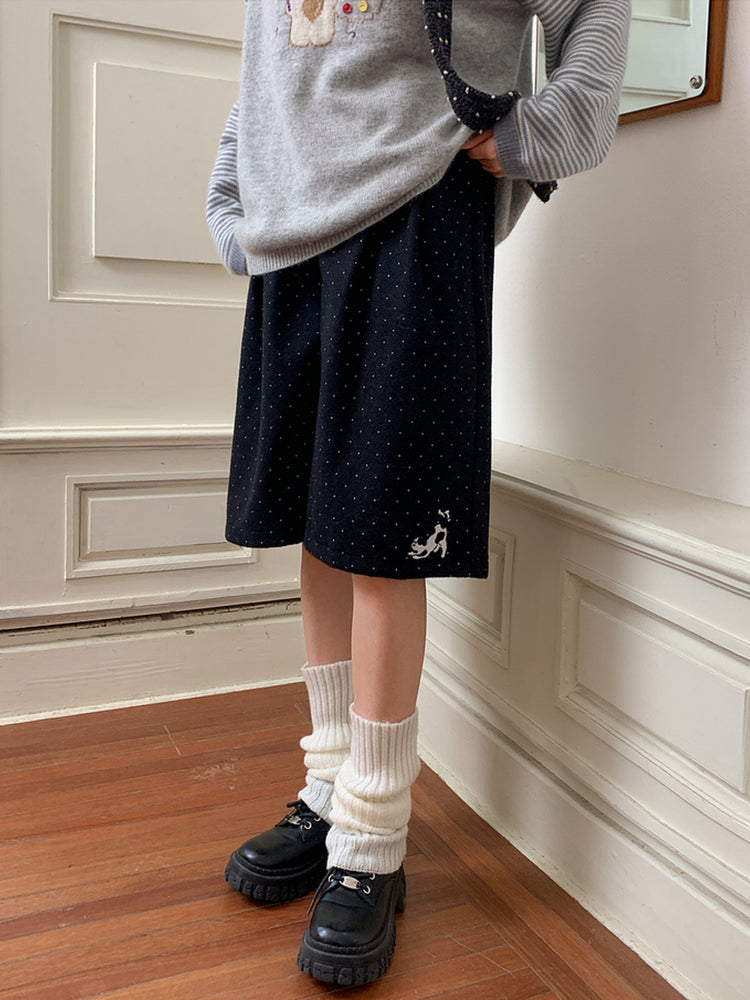 Nightfall Polka Pup Wool Shorts-ntbhshop