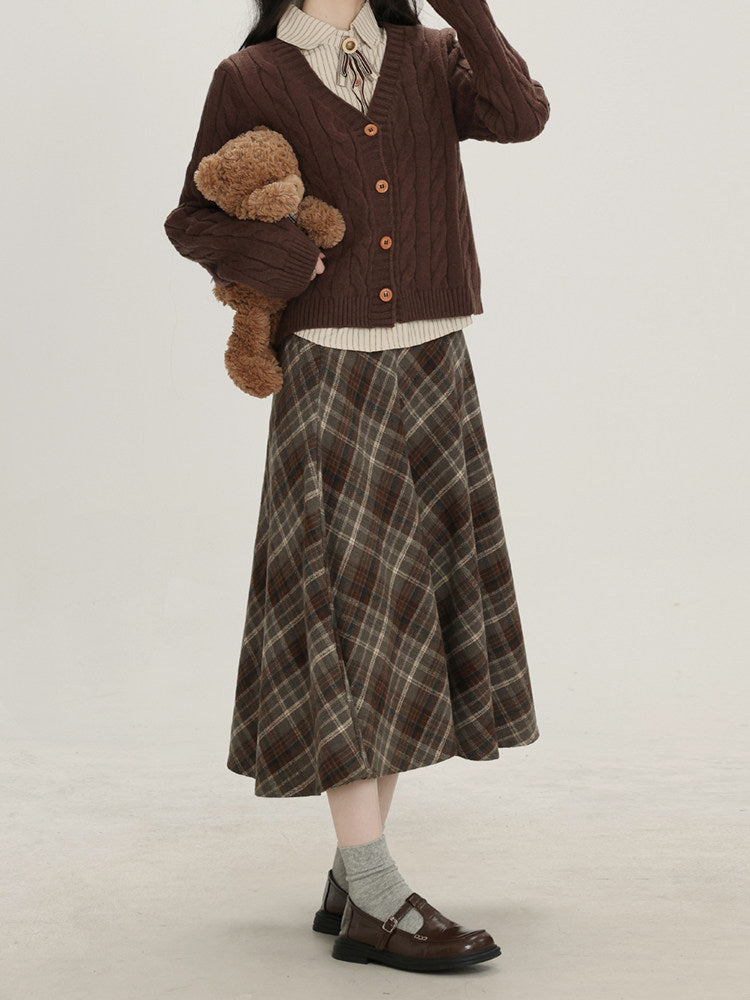 Autumn Poetry Cardigan Top & Midi Skirt-Sets-ntbhshop