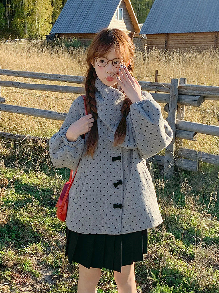 Gray Dots Cottage Scarf Jacket-Outerwear-ntbhshop