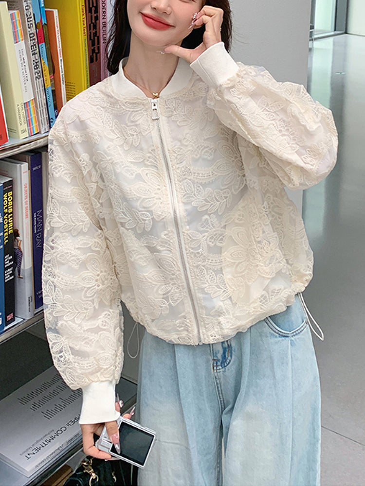 Cloud Lace Crop Bomber-ntbhshop