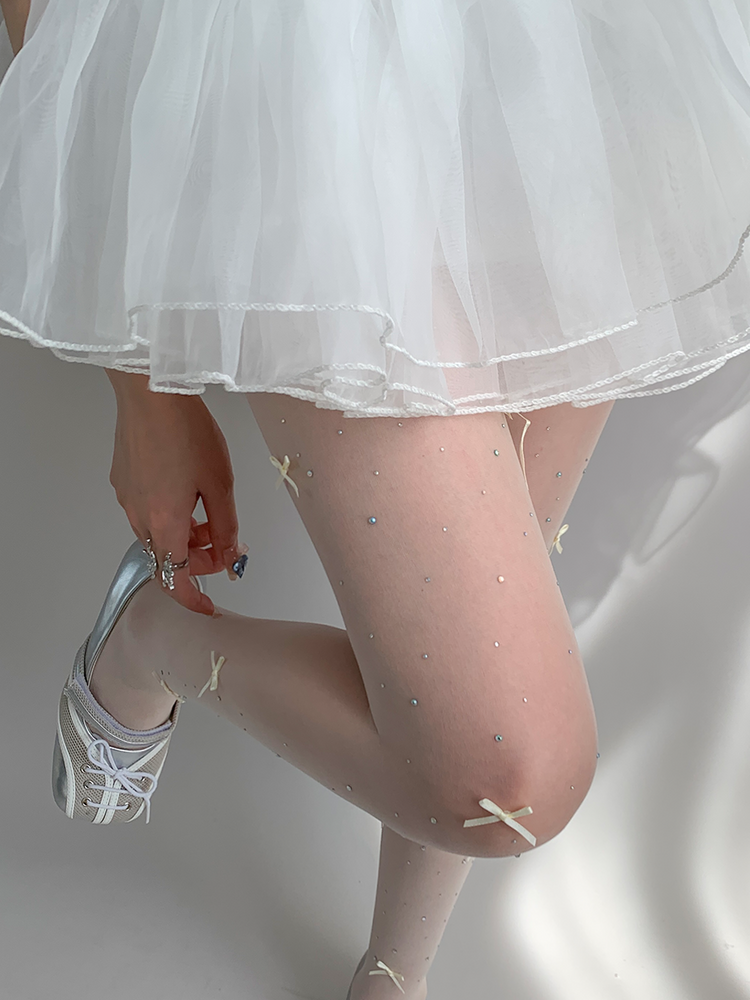 Crystal Swan Bow Sheer Tights-ntbhshop