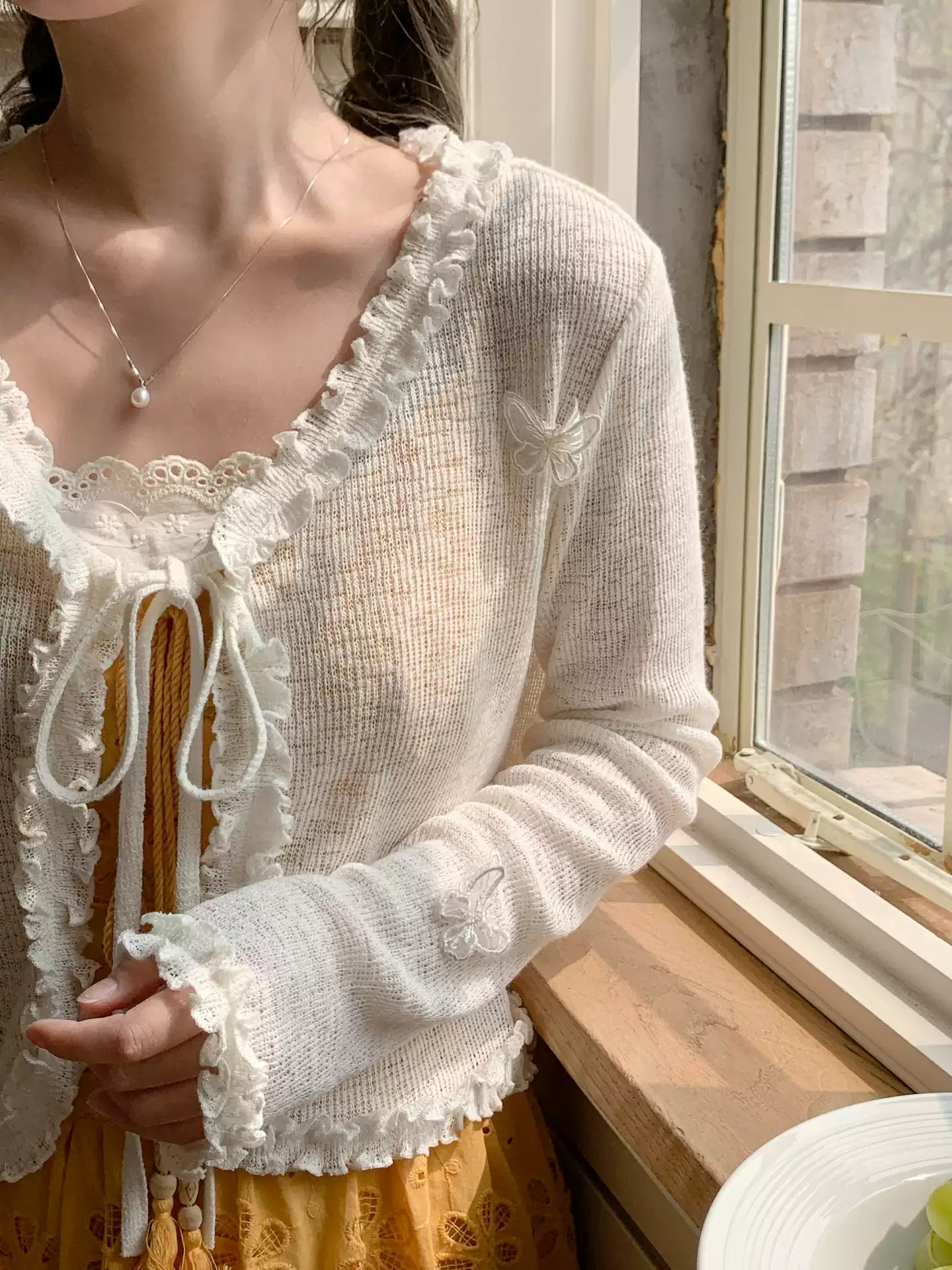 Butterfly Frill Tie Cardigans-Outerwear-ntbhshop