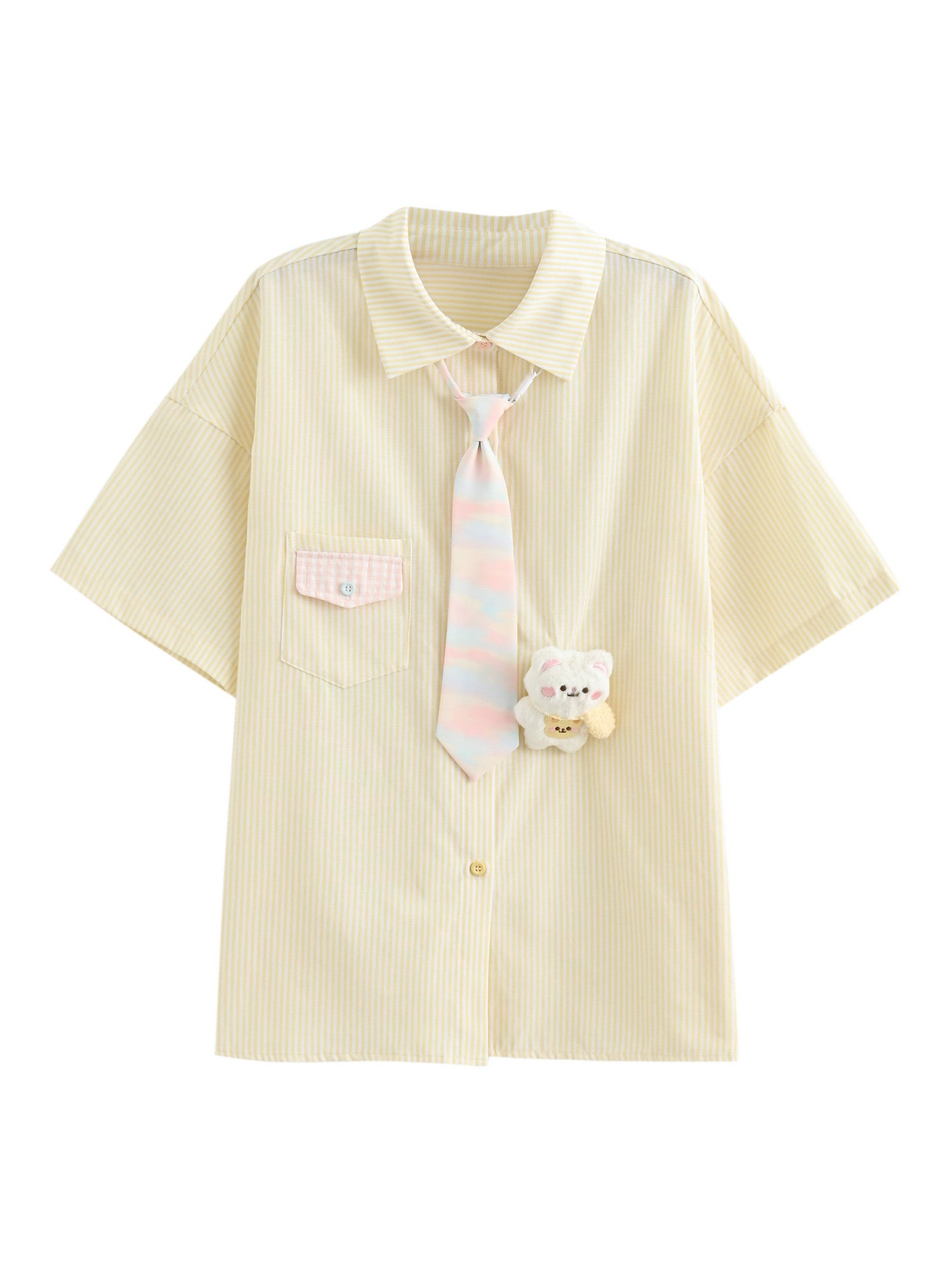 Custard Bear Tie Shirt-Tops-ntbhshop