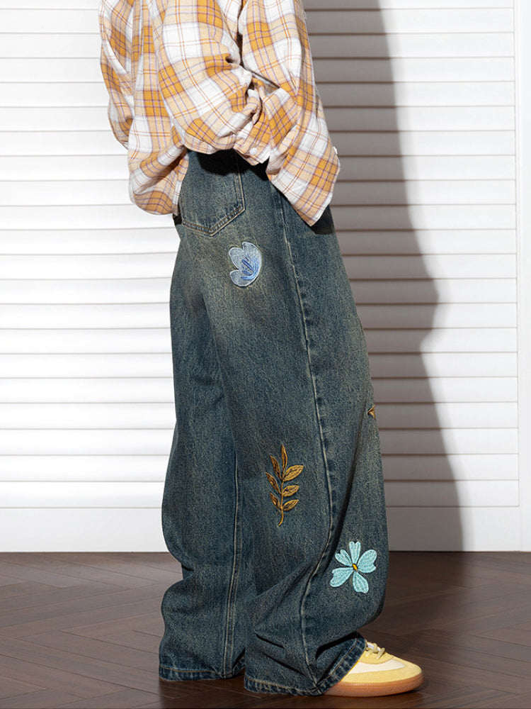Sun Bloom Straight Leg Jeans-Bottoms-ntbhshop