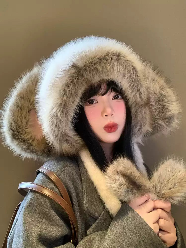 Arctic Bunny Guardian Faux Fur Hood-ntbhshop