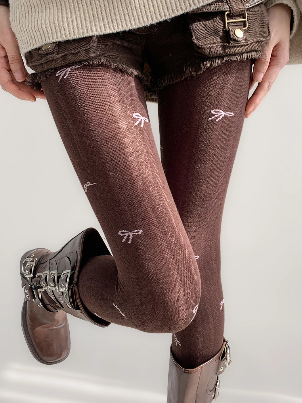 Ribbon Whisper Hollow Knit Tights-ntbhshop
