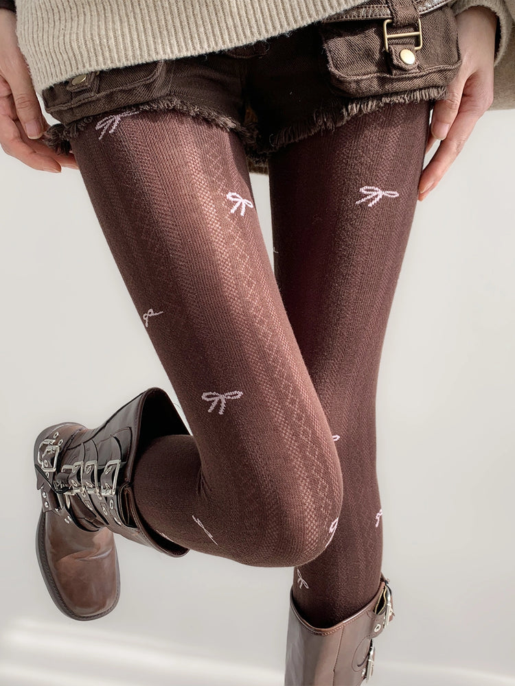 Ribbon Whisper Hollow Knit Tights-ntbhshop