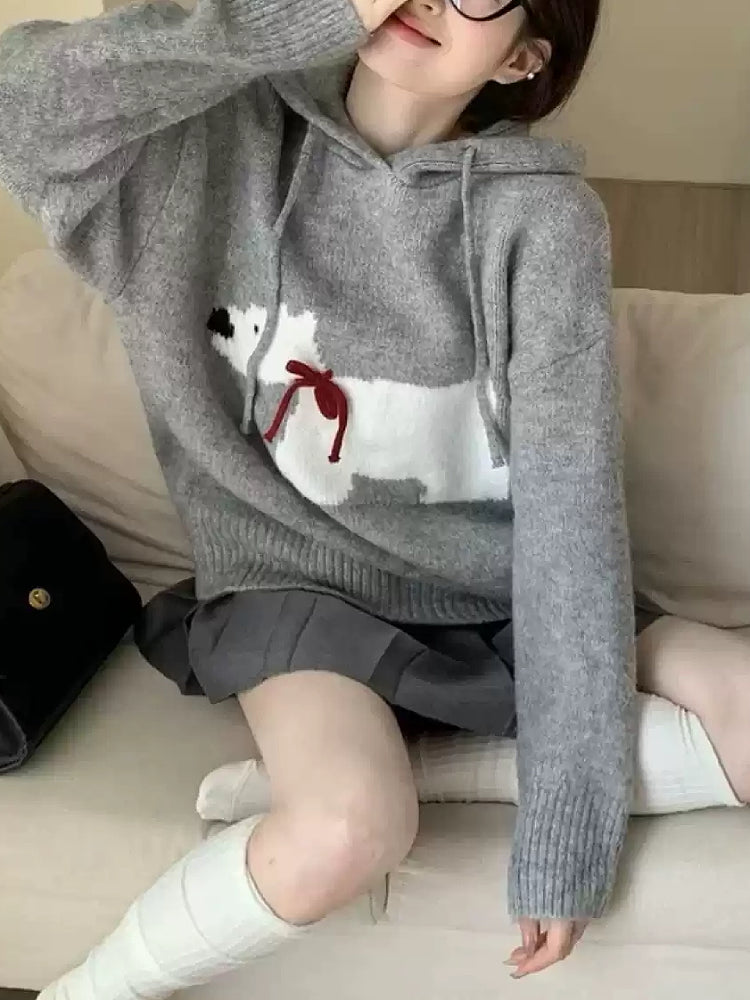 Frosty Puppy Cozy Knit Hoodies-Tops-ntbhshop