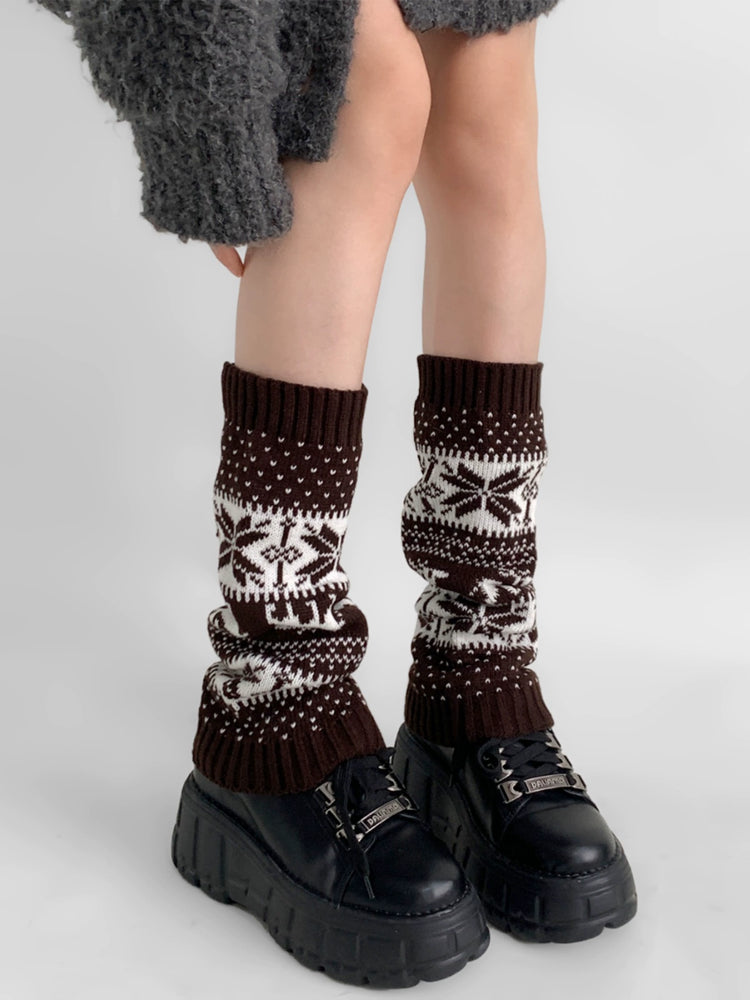 Snowflake Nordic Knit Leg Warmers-ntbhshop