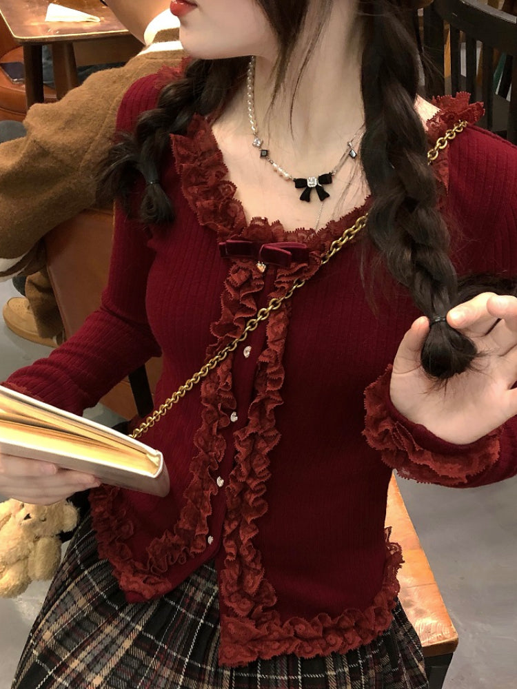 Heart Roll Ballet Knit Blouses-ntbhshop