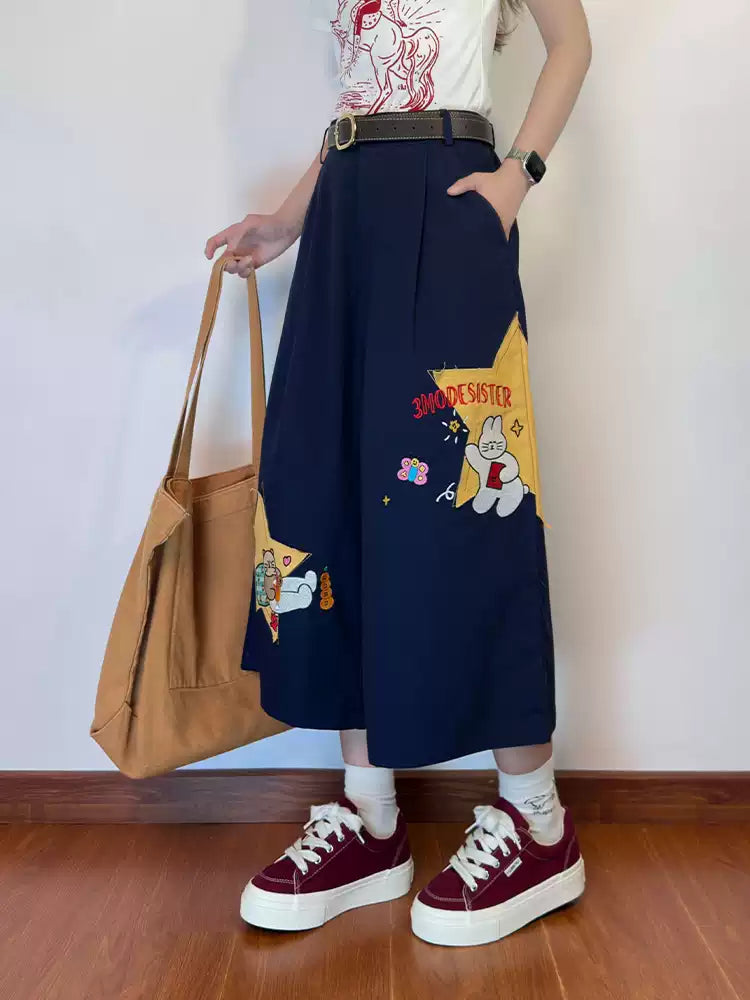 Story Patch Wide Culottes-Bottoms-ntbhshop
