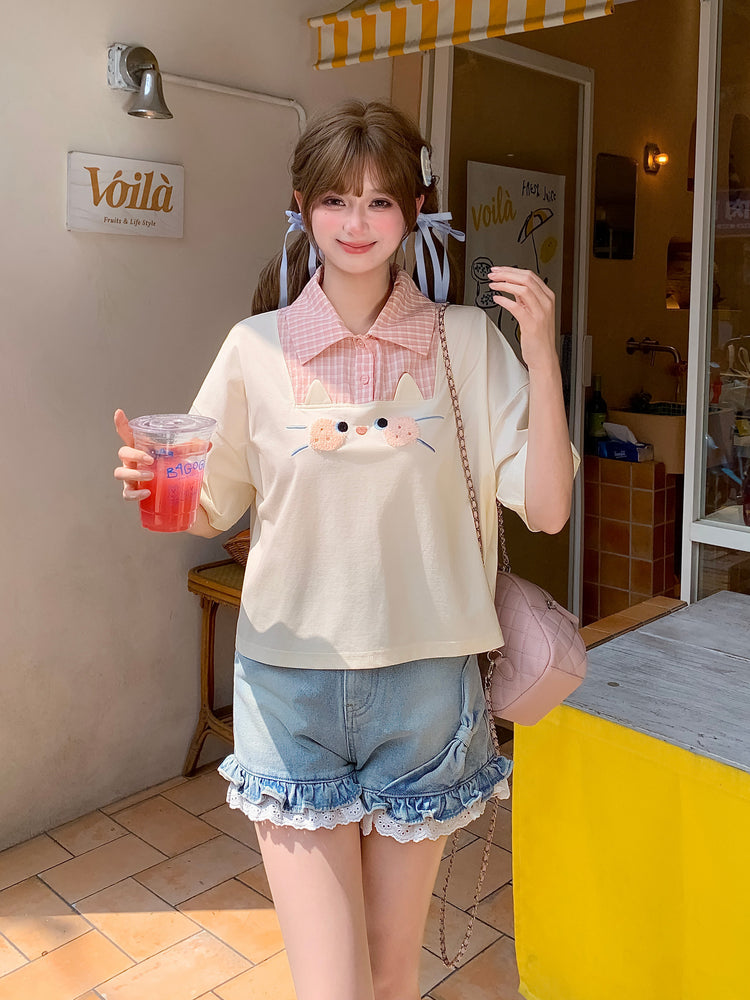 Cookie Cat Polo Top & Bubble Skirt-Sets-ntbhshop