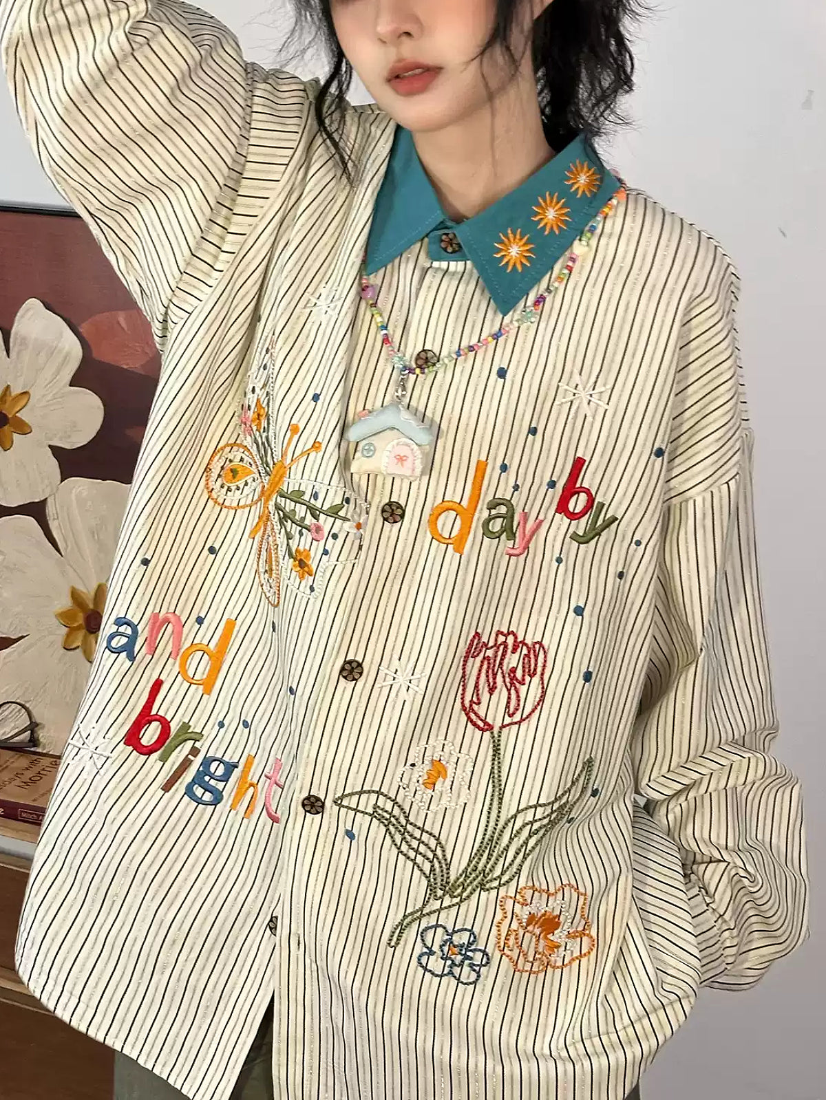 Bright Garden Stripe Shirt-Tops-ntbhshop