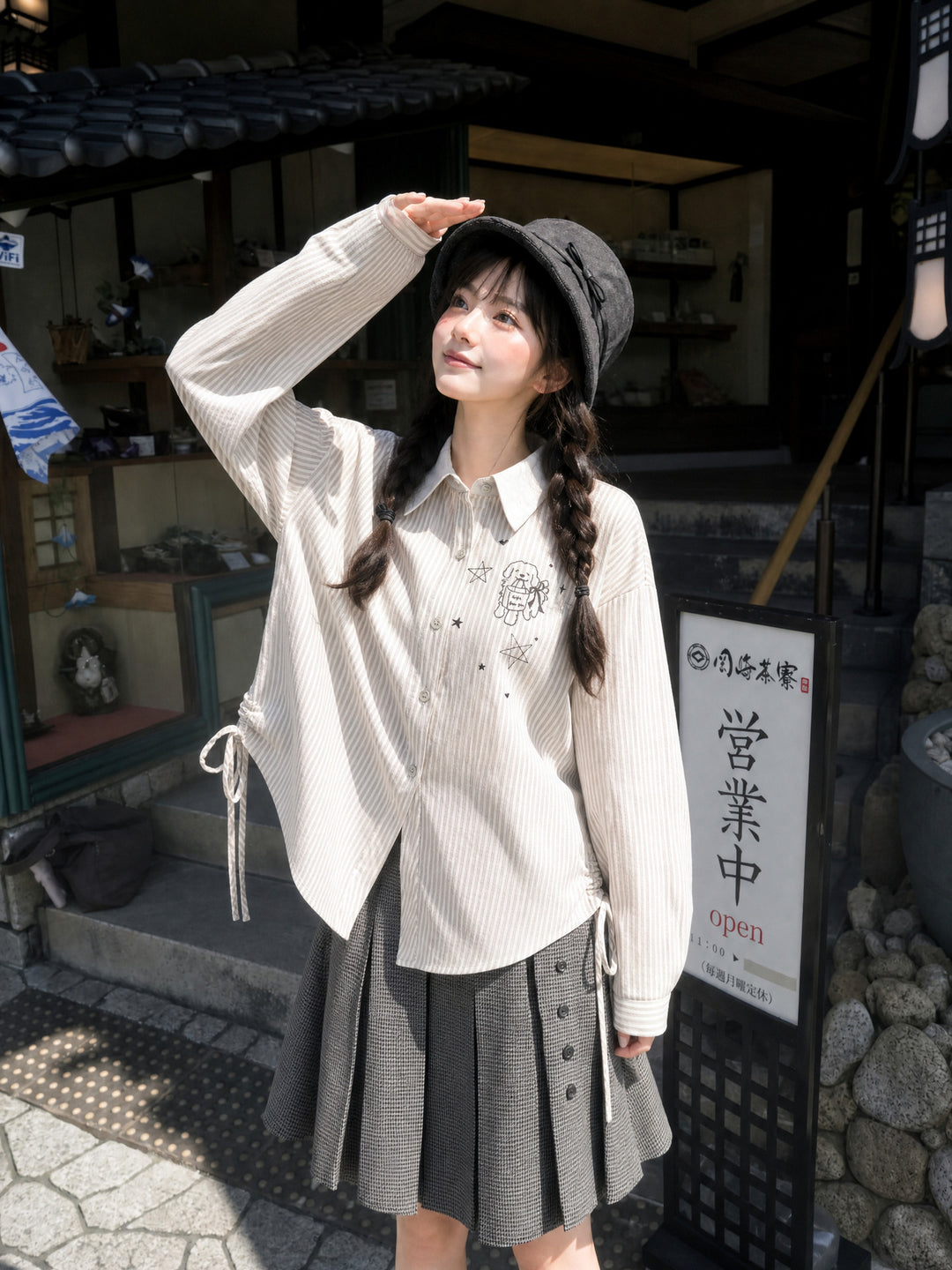 Puppy Stripey Cotton Shirt-Tops-ntbhshop