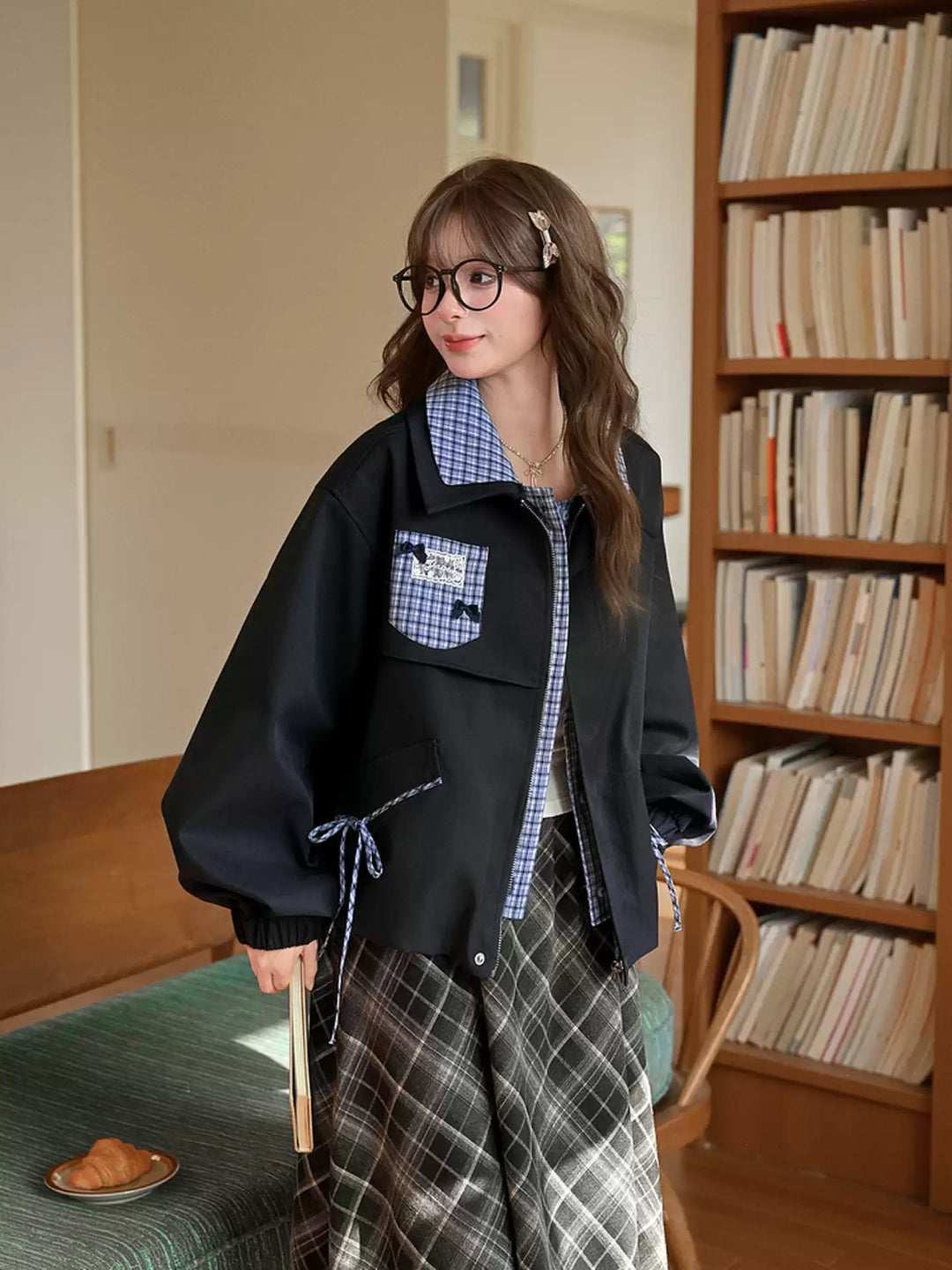 Puppy Check Layer Short Jacket-Outerwear-ntbhshop