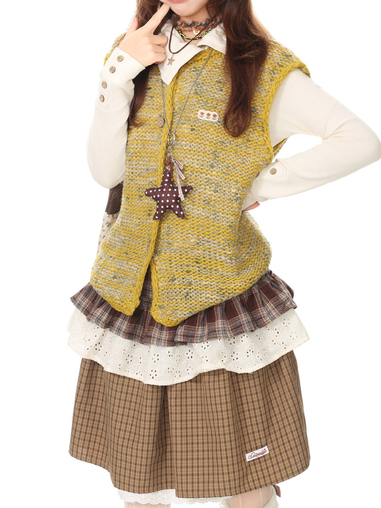Honey Herb Knit Vests-Outerwear-ntbhshop