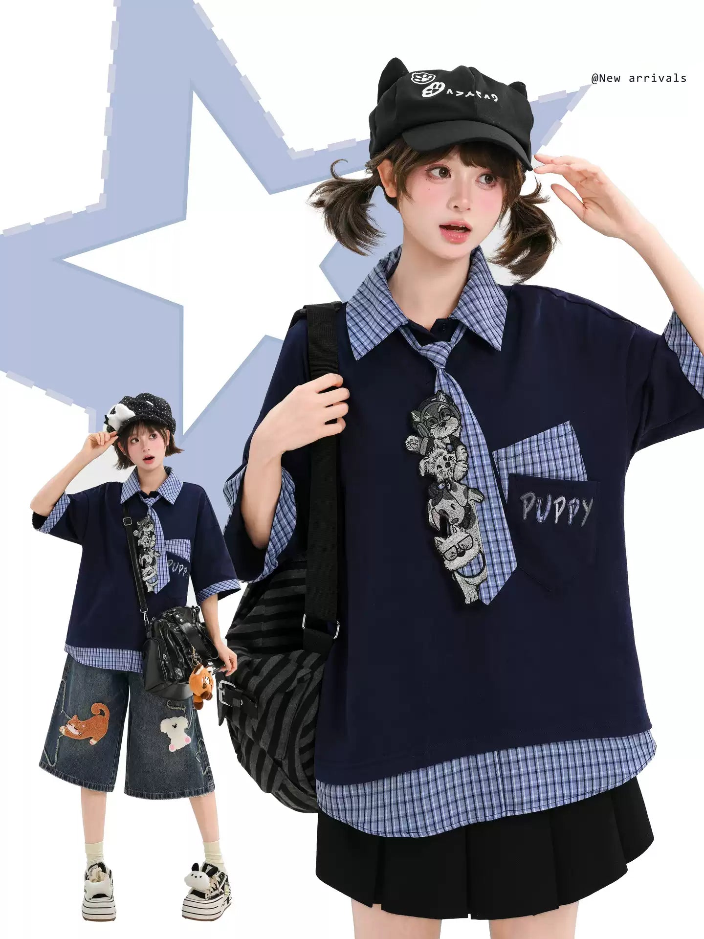 Campus Puppy Cotton Layered Tees-Tops-ntbhshop